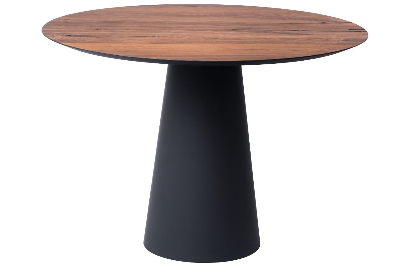 Hnědý dubový jídelní stůl Marco Barotti Tivoli 110 cm s matnou černou podnoží Marco Barotti