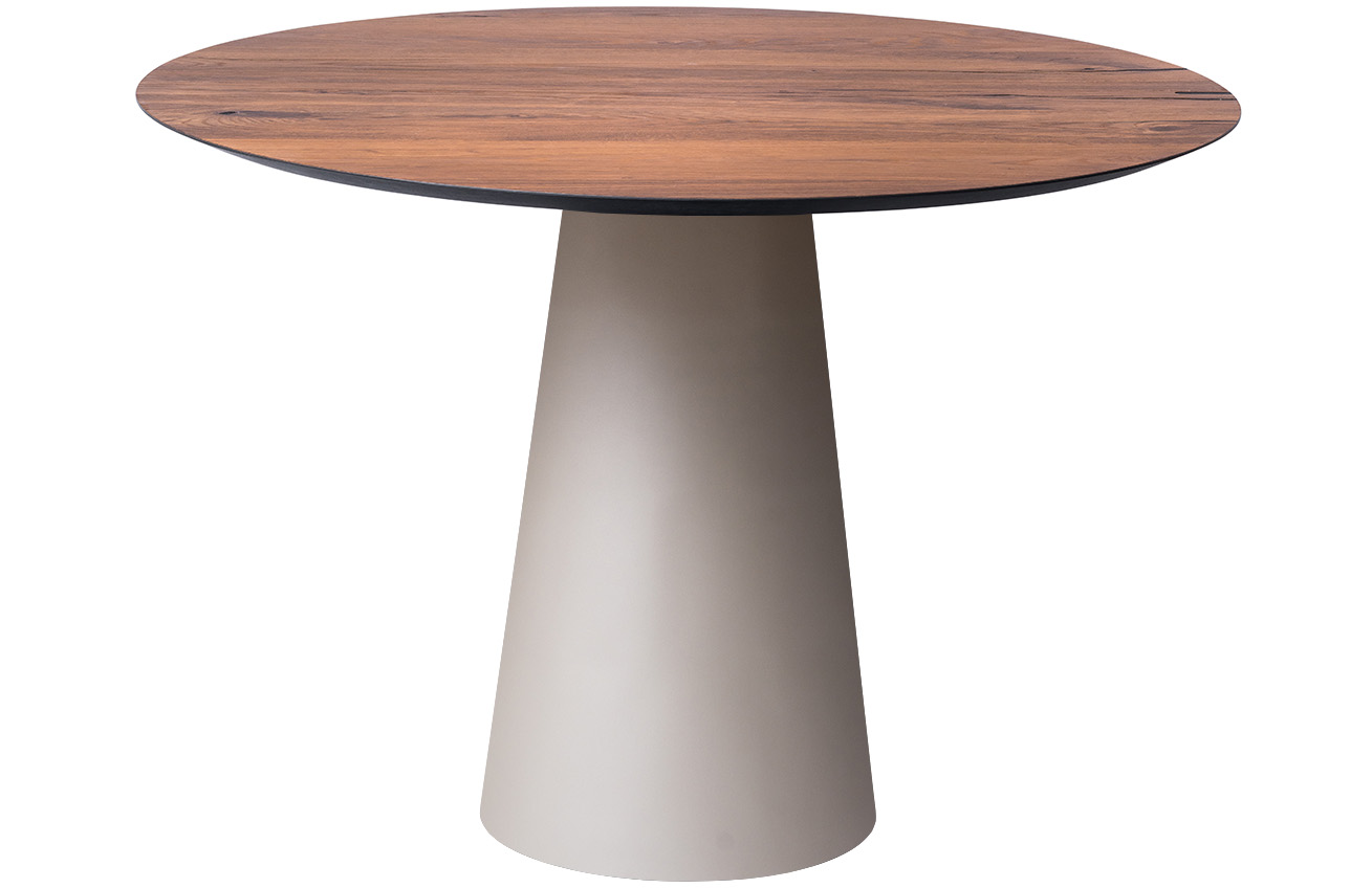 Hnědý dubový jídelní stůl Marco Barotti Tivoli 110 cm s matnou stříbrnou podnoží Marco Barotti