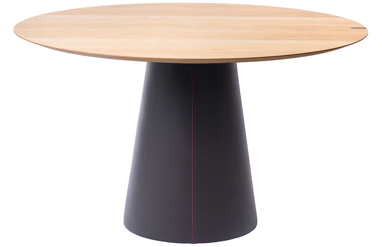 Dubový jídelní stůl Marco Barotti Tivoli 130 cm s koženou podnoží Marco Barotti