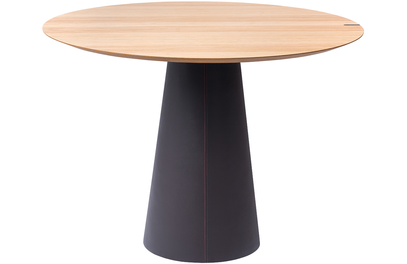 Dubový jídelní stůl Marco Barotti Tivoli 110 cm s koženou podnoží Marco Barotti