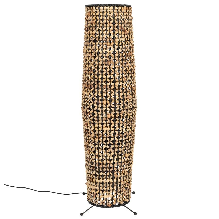 Černá kovová stojací lampa DUTCHBONE Hyacint 93 cm s výpletem Dutchbone
