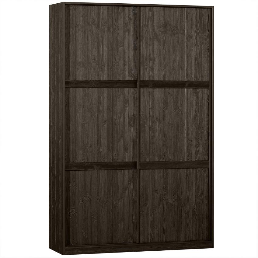 Hoorns Tmavě hnědá borovicová šatní skříň Kitai 215 x 139 cm Hoorns
