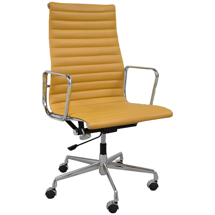 Culty Hořčicově žlutá koženková kancelářská židle Aurora Culty