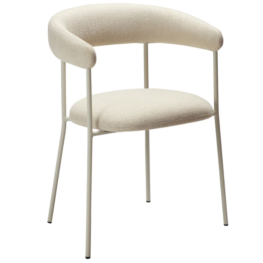 ​​​​​Dan-Form Krémově bílá látková jídelní židle DAN-FORM Plenti s bílou podnoží ​​​​​Dan-Form