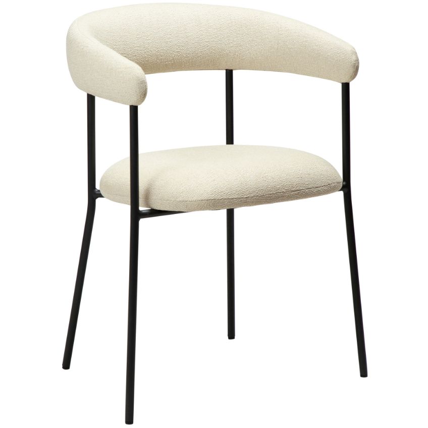 ​​​​​Dan-Form Krémově bílá látková jídelní židle DAN-FORM Plenti s černou podnoží ​​​​​Dan-Form