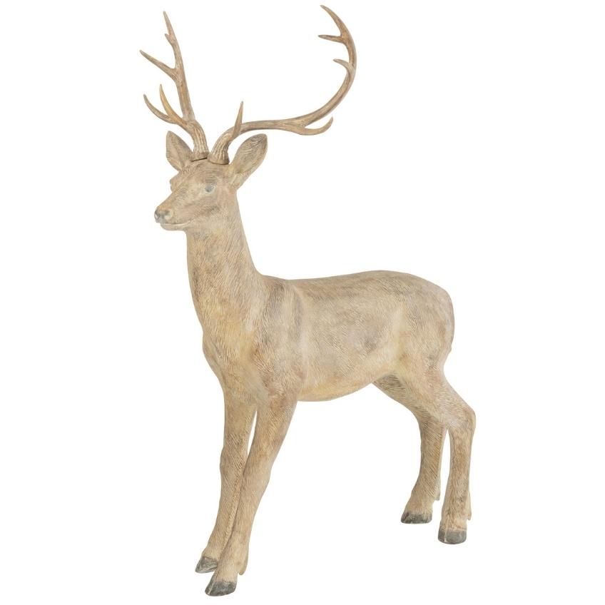 Hnědá vánoční dekorativní socha jelena J-Line Irmis 122 cm J-line