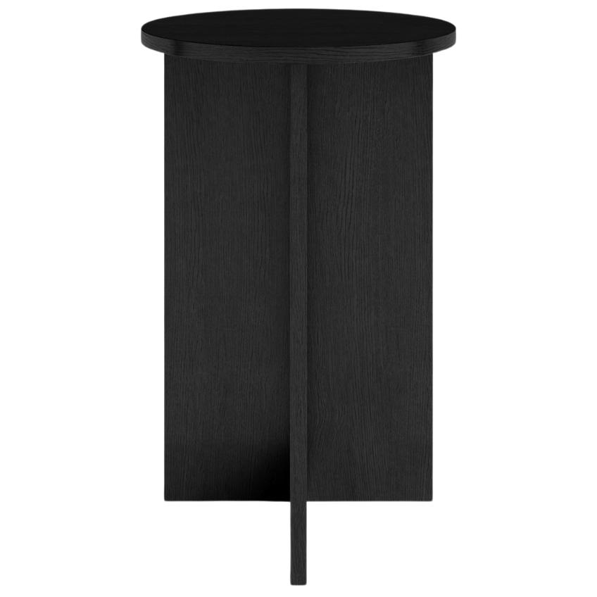 Černý dubový vysoký kulatý odkládací stolek MOJO MINIMAL 39