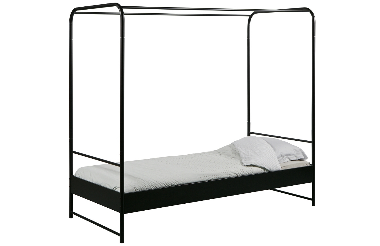 Hoorns Černá kovová jednolůžková postel Alma 90 x 200 cm Hoorns