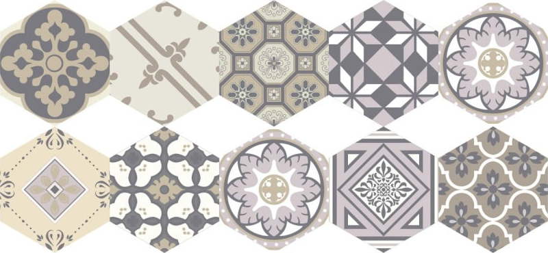 Sada 10 samolepek na podlahu Ambiance Floor Stickers Hexagons Vita