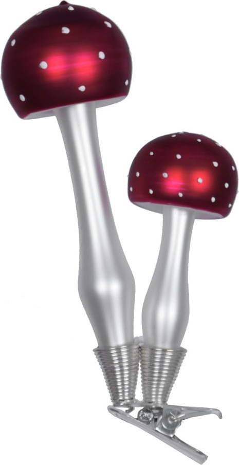 Sada 2 skleněných vánočních ozdob ve tvaru mochomůrky Ego Dekor Ego Dekor