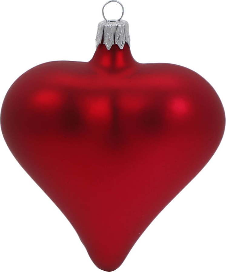 Sada 3 červených skleněných vánočních ozdob ve tvaru srdce Ego Dekor Ego Dekor