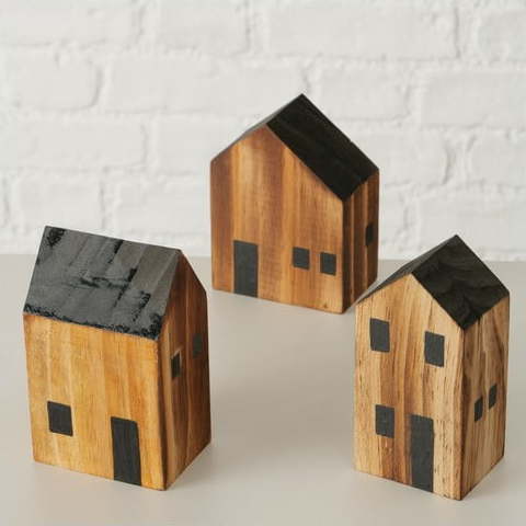 Sada 3 dekorací z masivního borovicového dřeva Boltze Kiowa Boltze