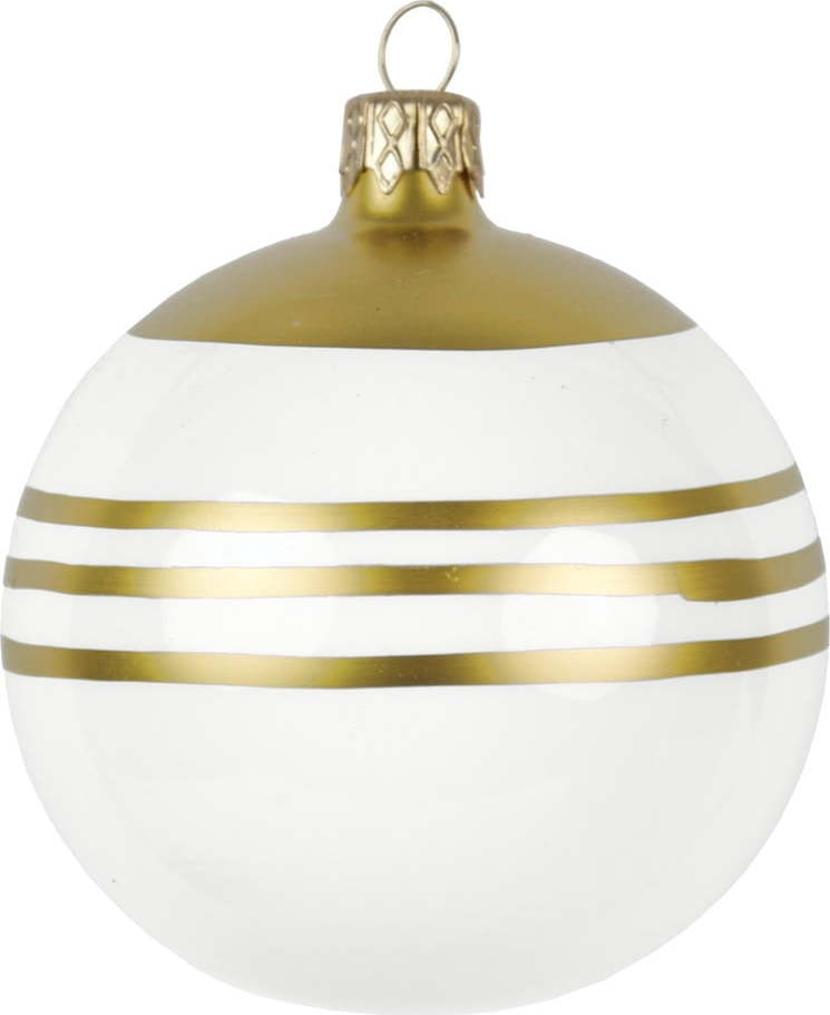 Sada 3 skleněných vánočních ozdob v bílo-zlaté barvě Ego Dekor Ego Dekor