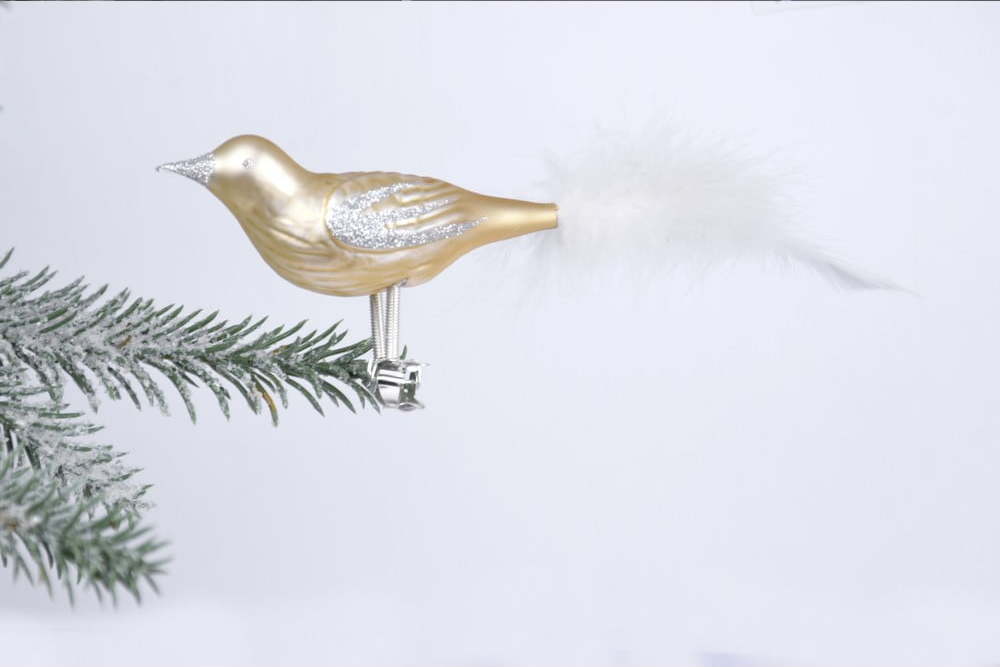 Sada 3 skleněných vánočních ozdob ve tvaru ptáčka ve zlaté barvě Ego Dekor Ego Dekor