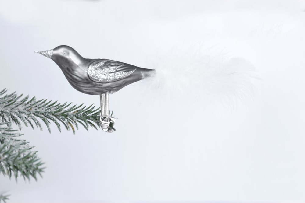 Sada 3 stříbrných skleněných vánočních ozdob ve tvaru ptáčka Ego Dekor Ego Dekor