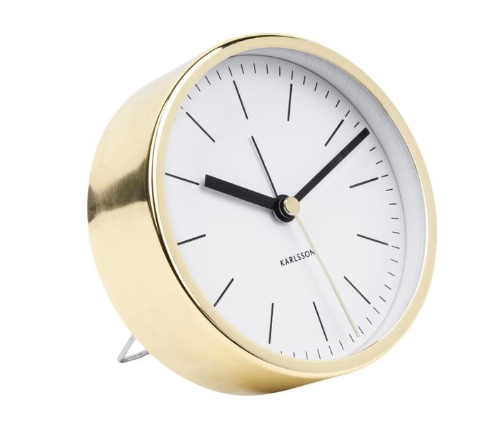 Time for home Bílo-zlatý kulatý budík Okel Time for home