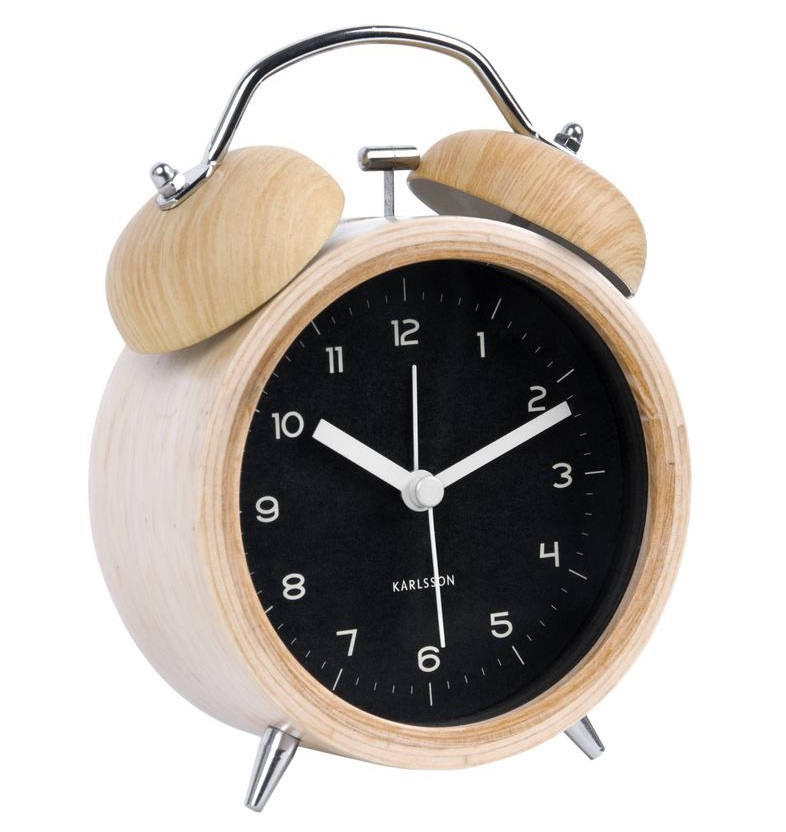 Time for home Černý dřevěný budík Bell XL Time for home