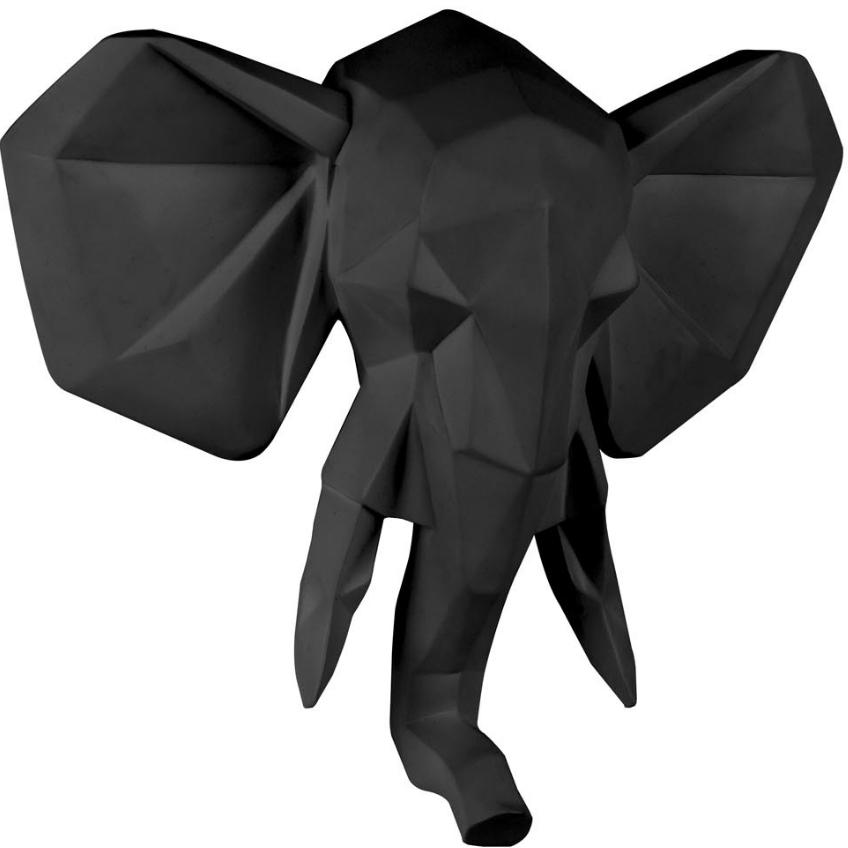 Time for home Černá nástěnná dekorace Origami Elephant Time for home