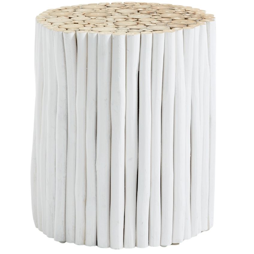 Bílý teakový odkládací stolek Kave Home Filip 35 cm Kave Home