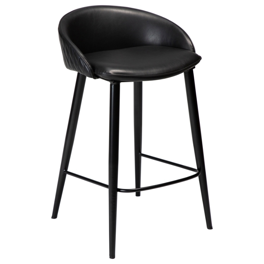 ​​​​​Dan-Form Černá koženková barová židle DAN-FORM Dual 66 cm ​​​​​Dan-Form