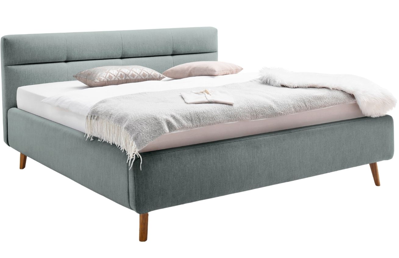 Ledově modrá látková dvoulůžková postel Meise Möbel Lotte 180 x 200 cm s úložným prostorem Meise Möbel