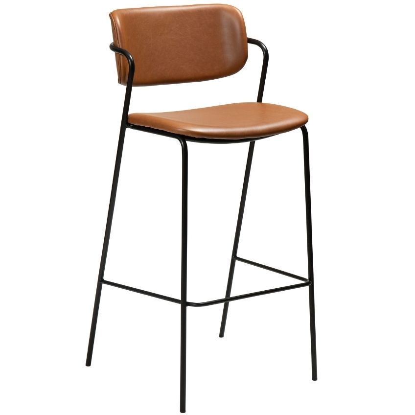 ​​​​​Dan-Form Koňakově hnědá koženková barová židle DAN-FORM Zed 77 cm ​​​​​Dan-Form