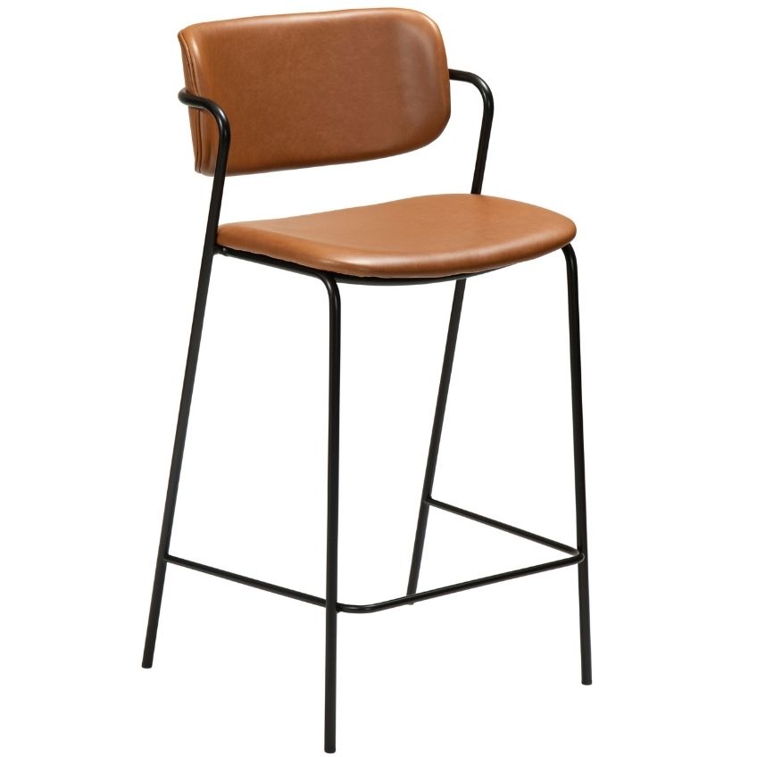 ​​​​​Dan-Form Koňakově hnědá koženková barová židle DAN-FORM Zed 67 cm ​​​​​Dan-Form