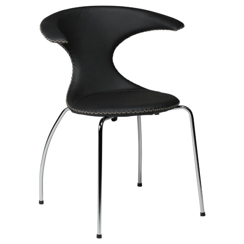 ​​​​​Dan-Form Černá kožená jídelní židle DAN-FORM Flair s chromovanou podnoží ​​​​​Dan-Form