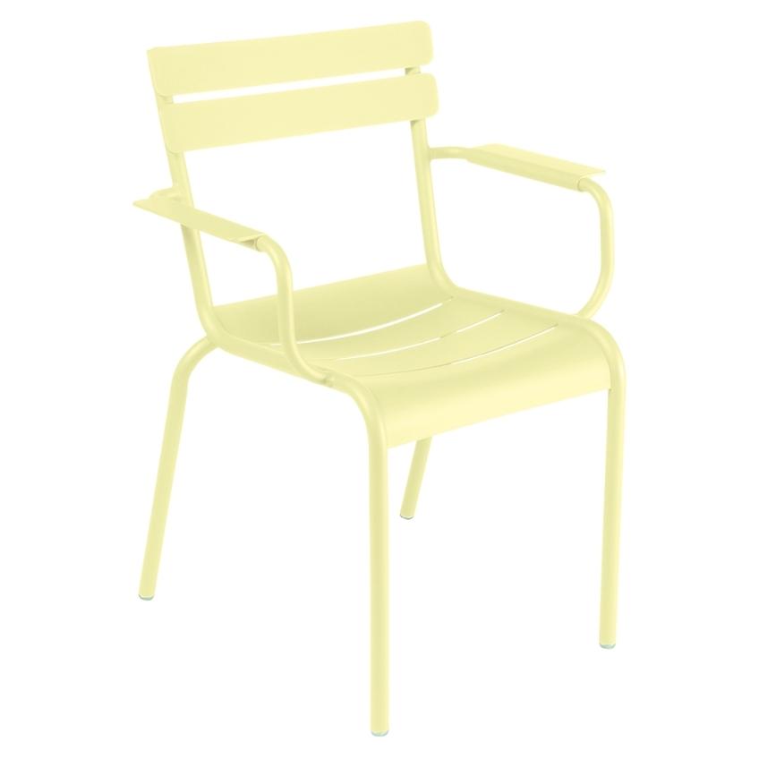 Citronově žlutá kovová zahradní židle Fermob Luxembourg s područkami Fermob