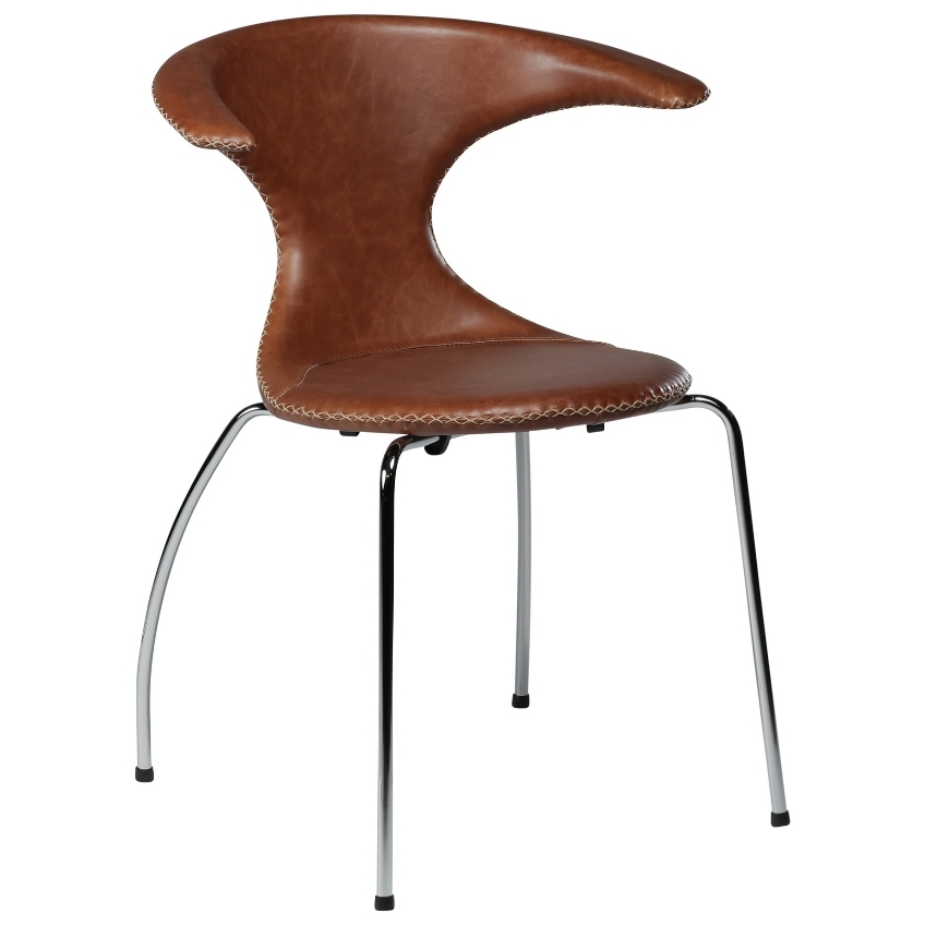 ​​​​​Dan-Form Hnědá kožená jídelní židle DAN-FORM Flair s chromovanou podnoží ​​​​​Dan-Form