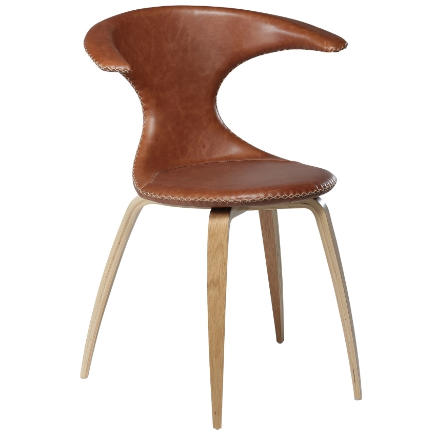 ​​​​​Dan-Form Hnědá kožená jídelní židle s dubovou podnoží DAN-FORM Flair ​​​​​Dan-Form