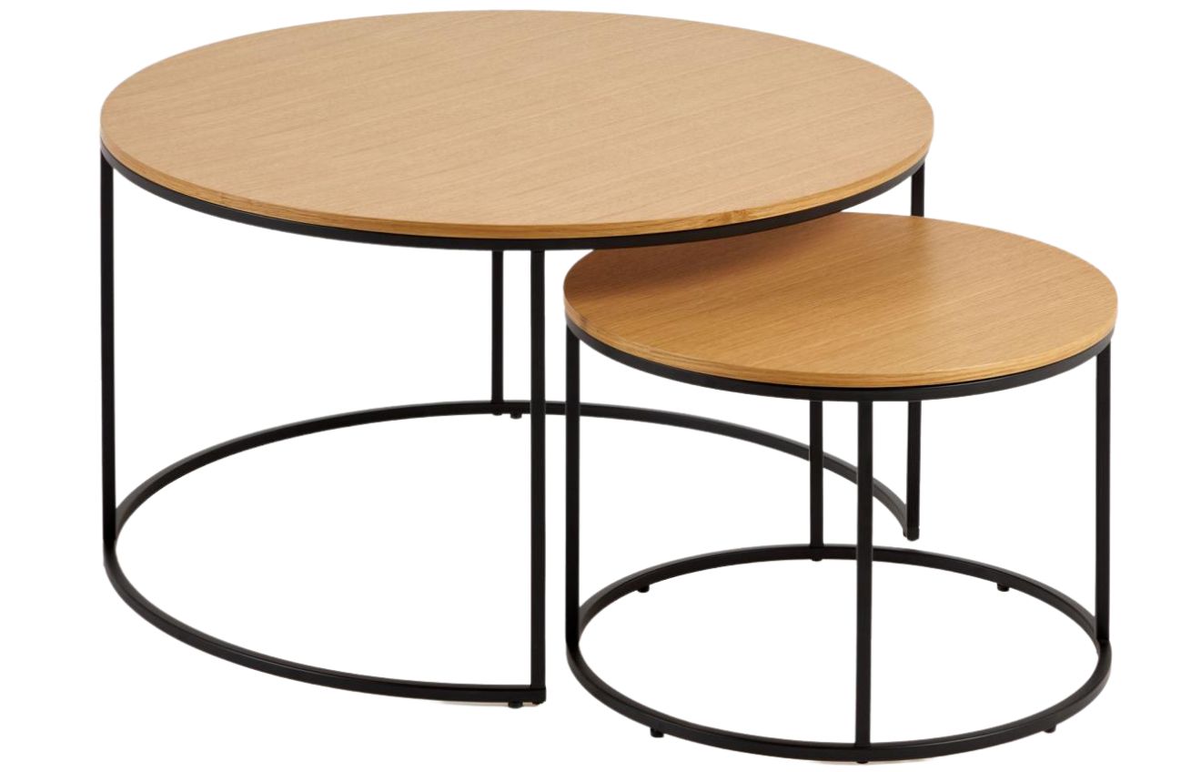 Set dvou dubových konferenčních stolků Kave Home Yoana 50/80 cm Kave Home