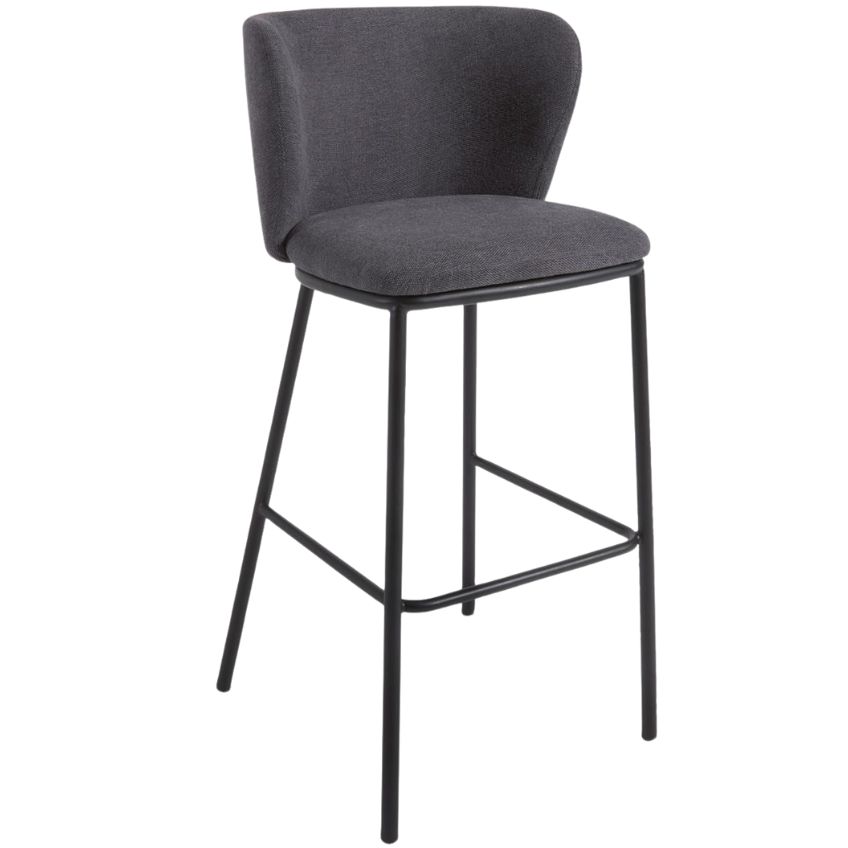Tmavě šedá látková barová židle Kave Home Ciselia 75 cm Kave Home
