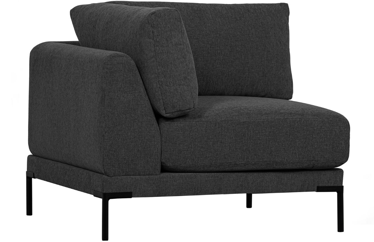 Hoorns Tmavě šedý látkový rohový modul Coulee 100 x 100 cm Hoorns