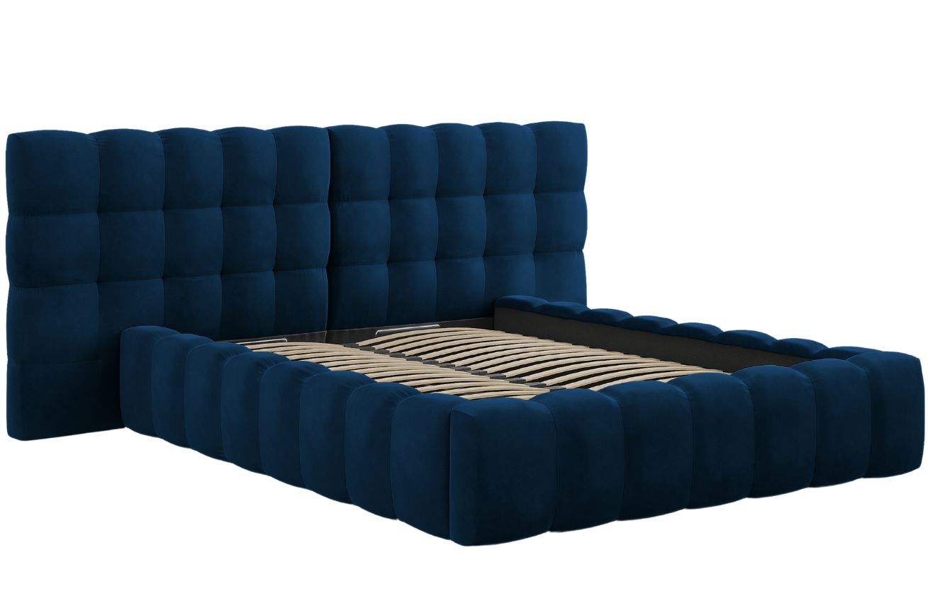 Královsky modrá sametová dvoulůžková postel MICADONI Mamaia 140 x 200 cm s úložným prostorem II. Micadoni
