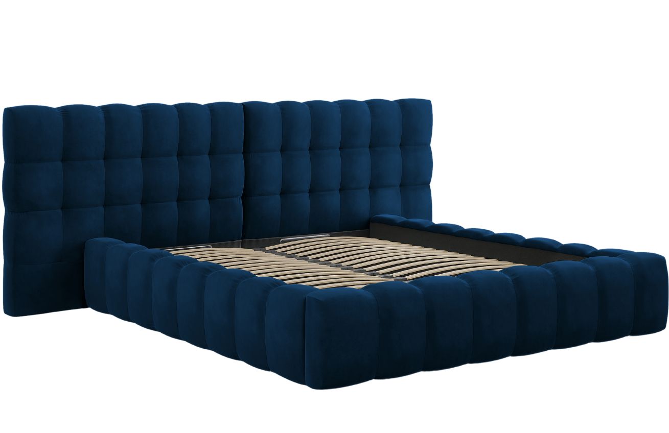 Královsky modrá sametová dvoulůžková postel MICADONI Mamaia 180 x 200 cm s úložným prostorem II. Micadoni