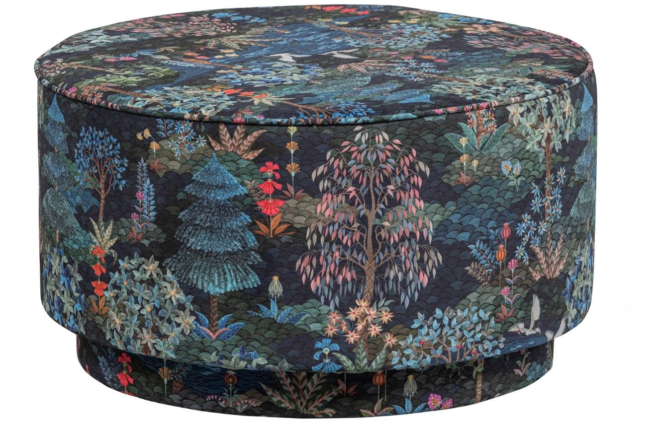Hoorns Modrý sametový taburet Pip Fleur 60 cm Hoorns