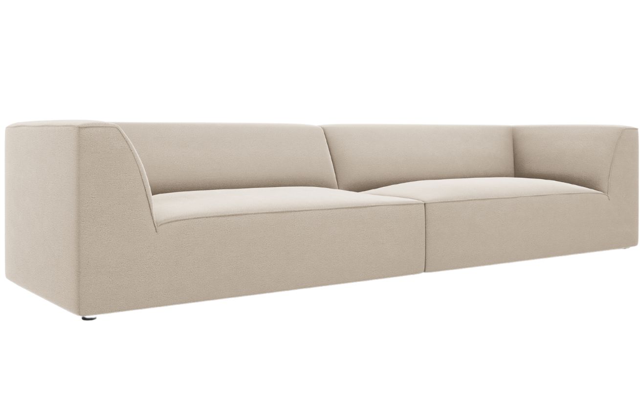 Béžová sametová čtyřmístná pohovka MICADONI Ruby 302 cm Micadoni
