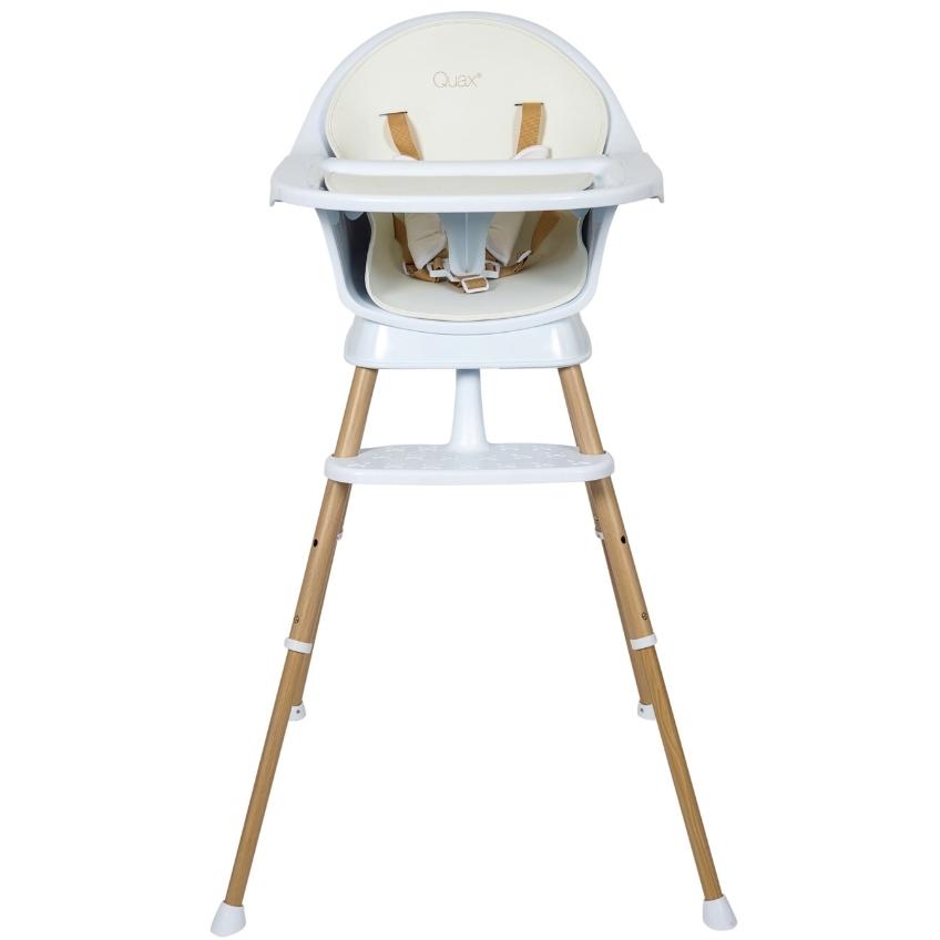 Bílá kovová jídelní židlička Quax Ultimo 62 - 92 cm s bukovou podnoží Quax