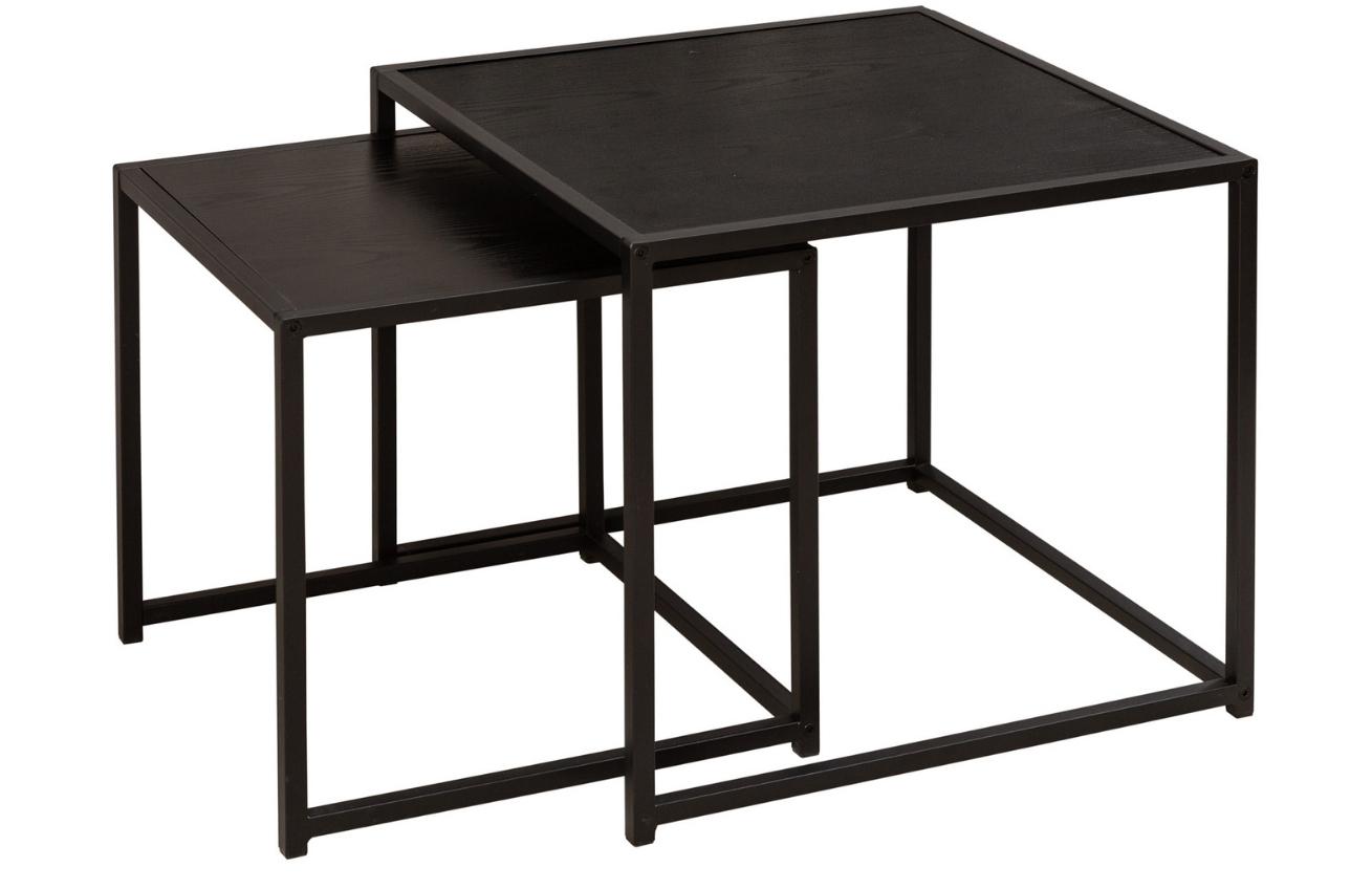 Moebel Living Set dvou černých jasanových konferenčních stolků Tobi 40 x 40/50 x 50 cm Moebel Living