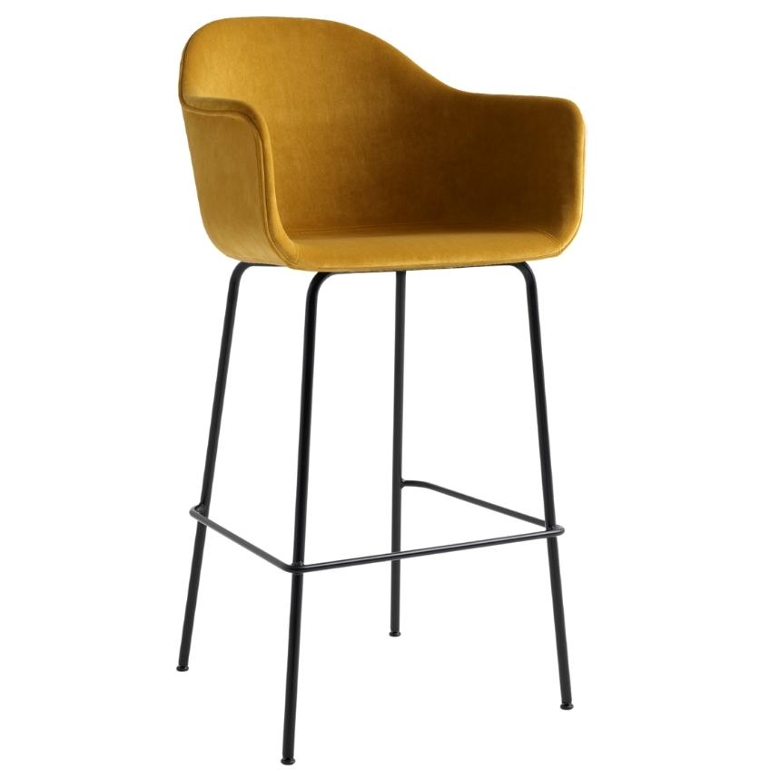Medově žlutá sametová barová židle MENU HARBOUR 63 cm Menu