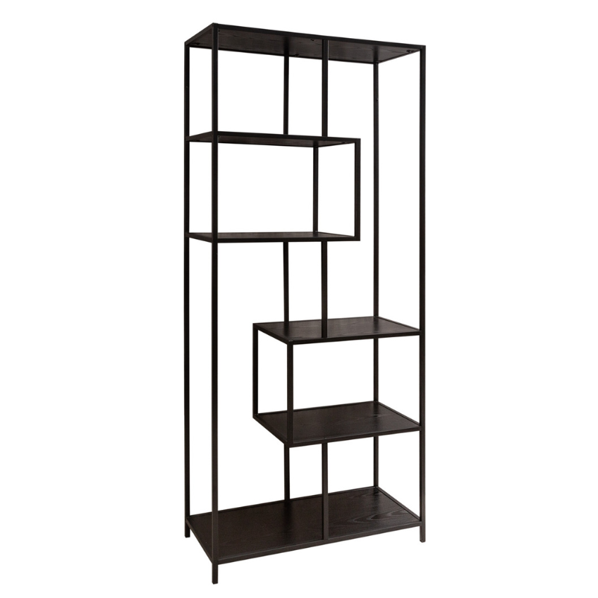 Moebel Living Černý jasanový regál Tobi 77 x 185 cm Moebel Living