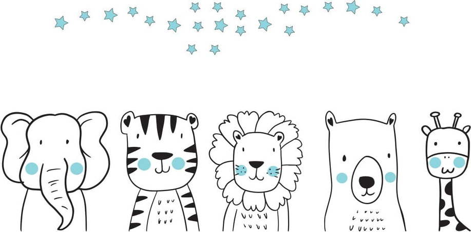 Dětská nástěnná samolepka Ambiance Funny Tropical Animals