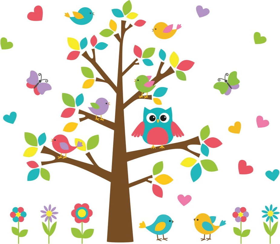 Dětská nástěnná samolepka Ambiance Magic Tree and Birds