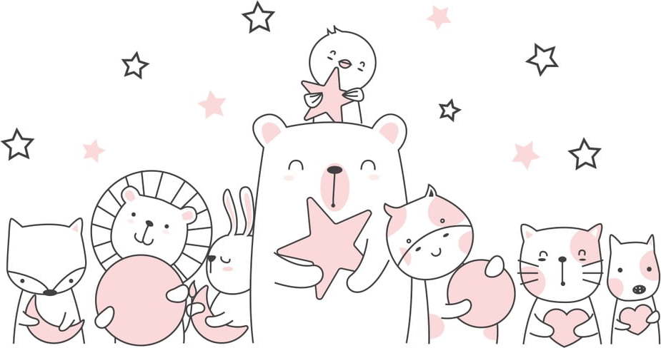 Dětská nástěnná samolepka Ambiance Star Guardian Animals