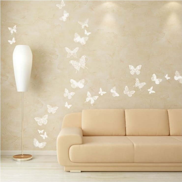 Sada 26 samolepek Ambiance Chic Butterflies White Ambiance