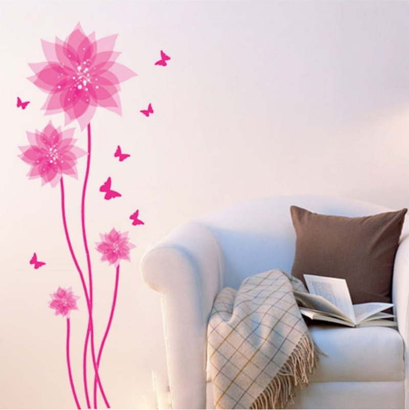 Samolepka Fanastick Flowers and Butterflies Wall Ambiance