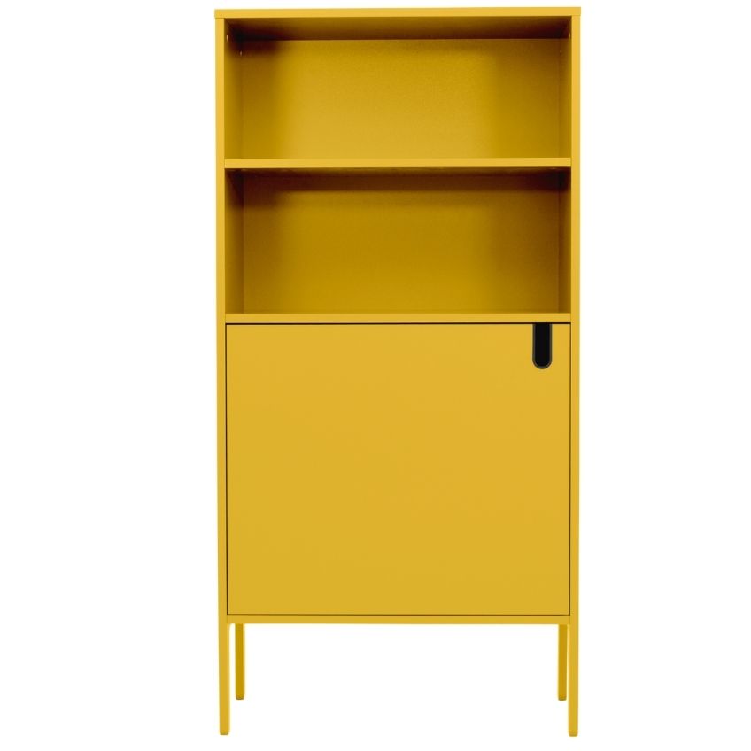 Matně hořčicově žlutá lakovaná knihovna Tenzo Uno 152 x 76 cm Tenzo