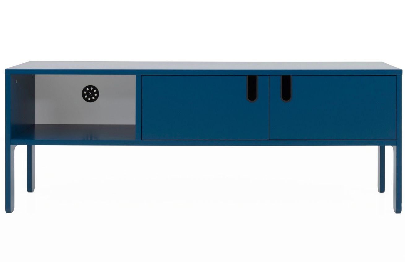 Matně petrolejově modrý lakovaný TV stolek Tenzo Uno 137 x 40 cm Tenzo