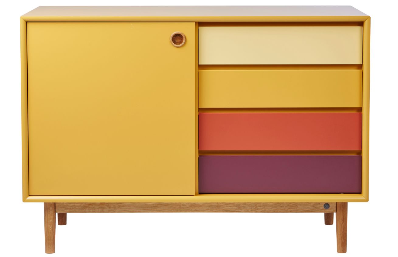 Hořčicově žlutá lakovaná komoda Tom Tailor Color Box 114 x 44 cm Tom Tailor